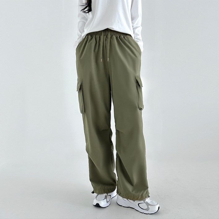 클라민 여자 스트링 카고 와이드 조거팬츠