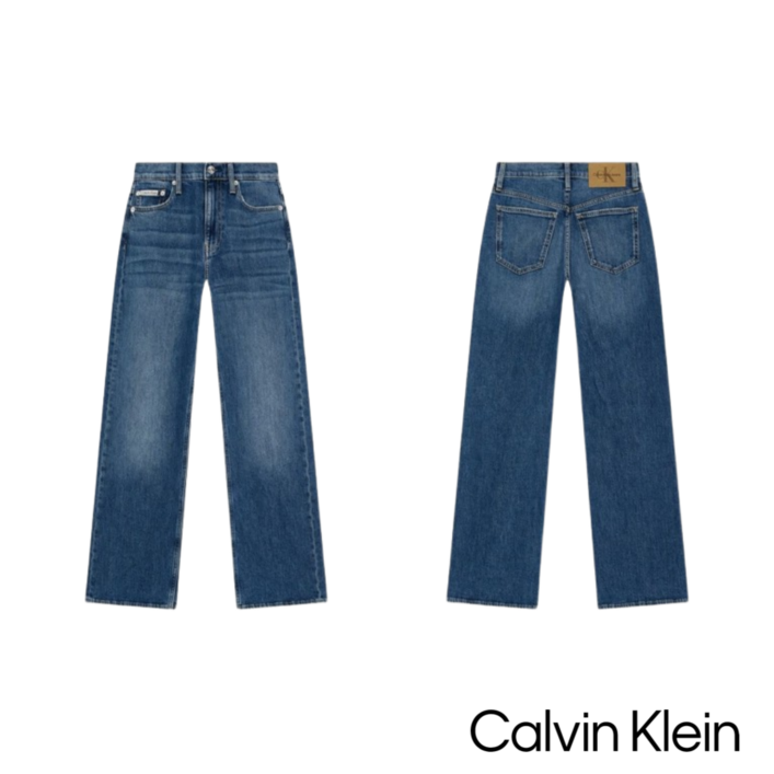 국내매장판 캘빈클라인 진 여성 청바지 하이라이즈 와이드핏 데님 사계절 페스티벌 여행 캠핑 조깅 대학생 직장인 데일리 기본 바지
