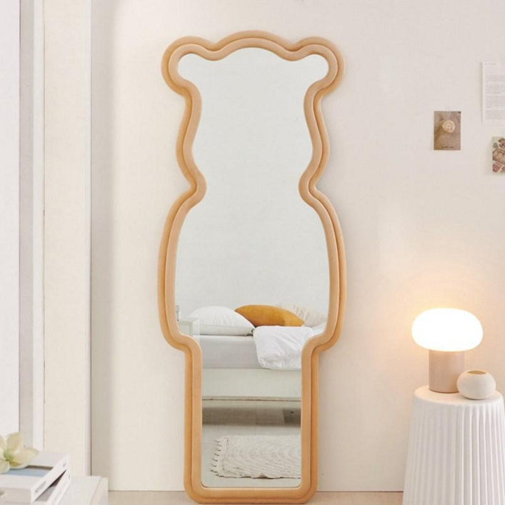 곰돌이 인테리어 현관 와이드 스탠드거울 비정형 전신거울, 02.곰돌이 전신거울 머스타드