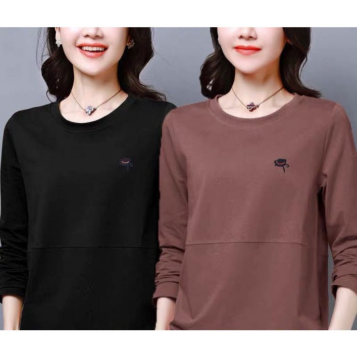 11 중년 여성 긴팔 티셔츠 봄 가을 엄마복 루즈핏 라운드넥 긴팔티 캐주얼 데일리 이너티 여성복 빅사이즈 LJX