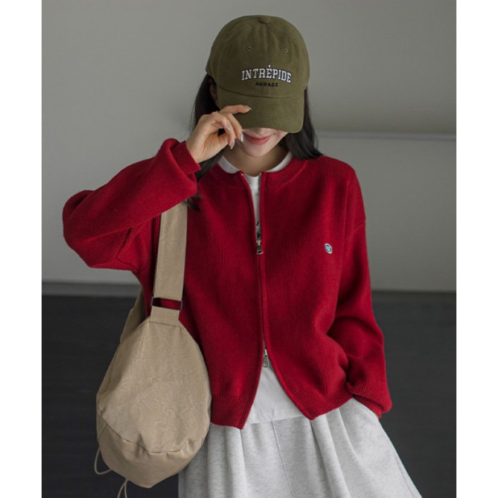 프렌치시크 코스에그 자수 투웨이 니트집업 가디건