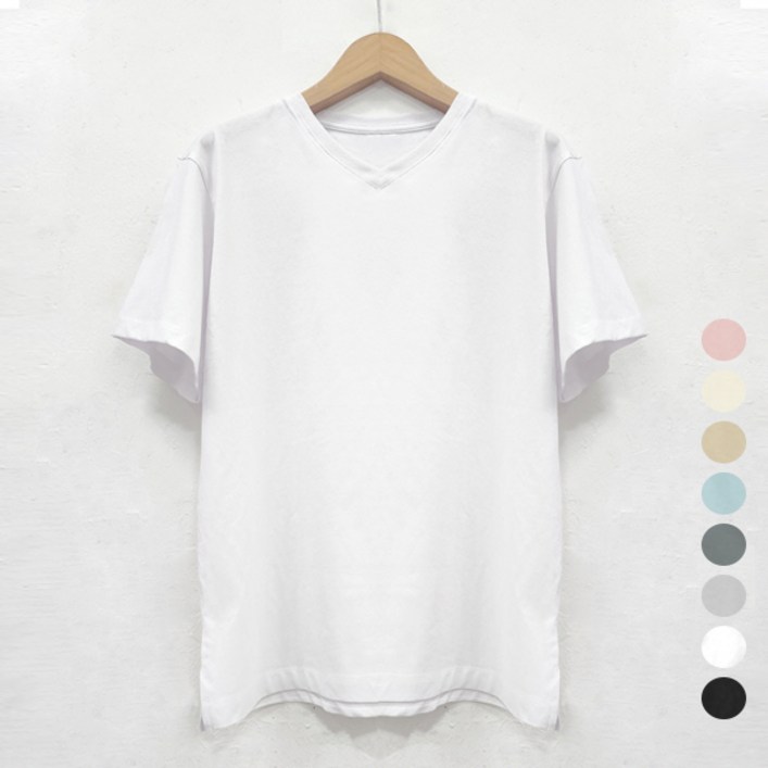 아우라큐 남녀공용 반팔 브 무지 티셔츠