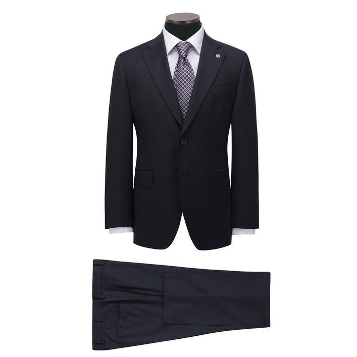 코오롱 브렌우드 중년 남성 네이비 무지 울 100 스판 일반핏 정장세트 봄가을 간절기 수트