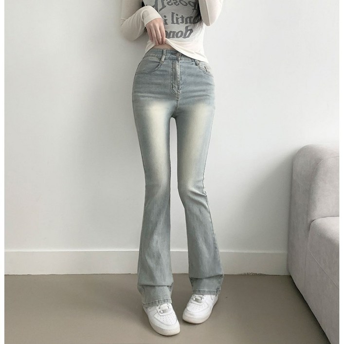 부기샵 델런 히든밴딩 부츠컷 데님 팬츠