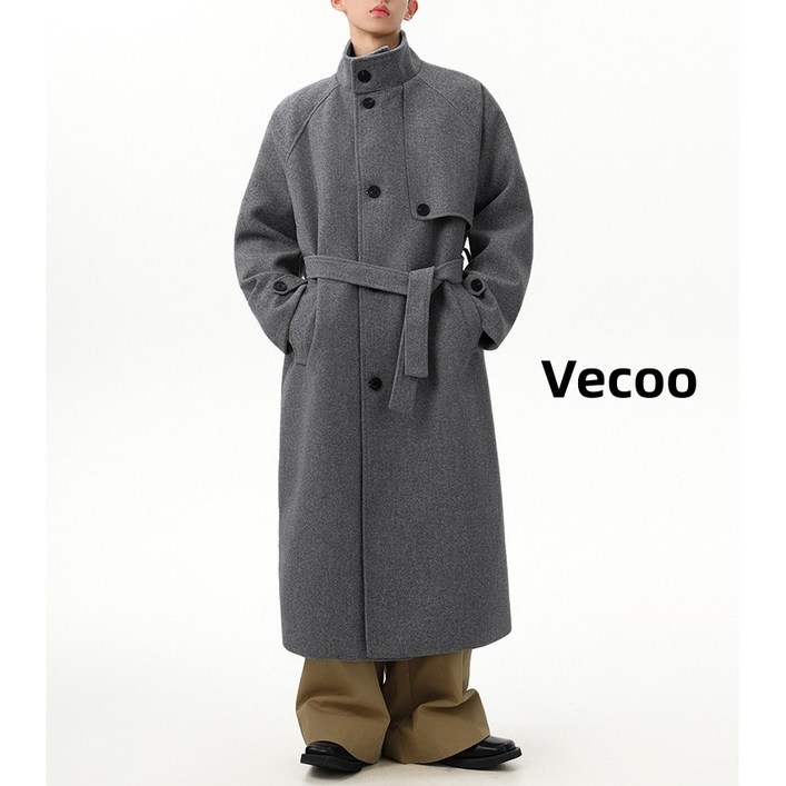 Vecoo 겨울 남자코트 빅사이즈 남자 롱 캐주얼코트 따뜻한 트렌치코트
