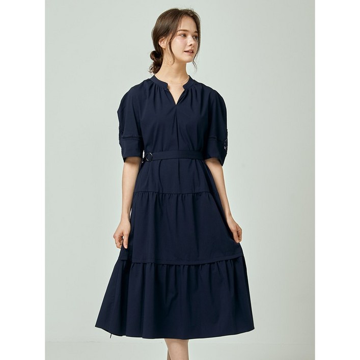 이앤씨 EnC 네이비 시어서커 벨트 원피스 ENOW32511A