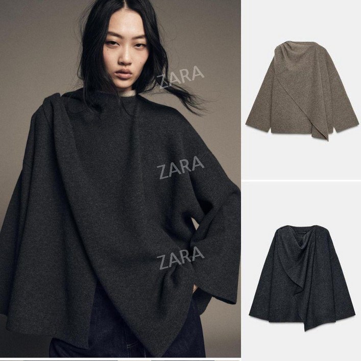 자라 겨울 신상 데일리 스카프 니트 케이프 코트 2756140