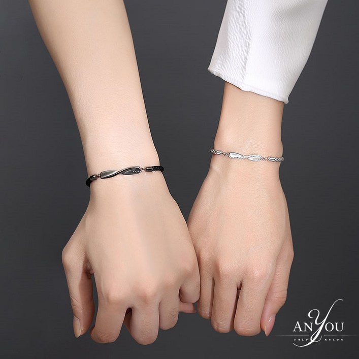 ANYOU 11 여성 남성 커플팔찌 짜임 뫼비우스 팔찌 밸런타인데이 선물