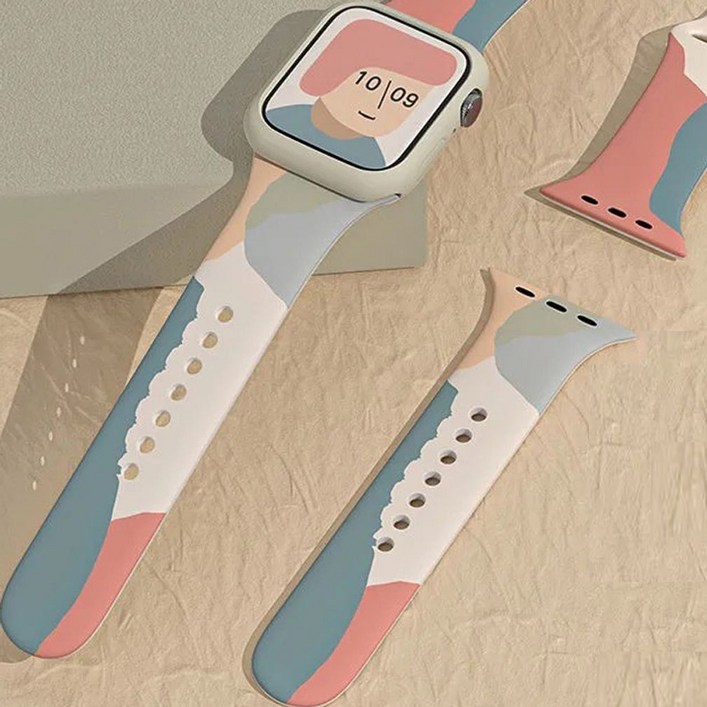 애플워치7 41mm 45mm 호환 스트랩 패턴 실리콘밴드 시계줄