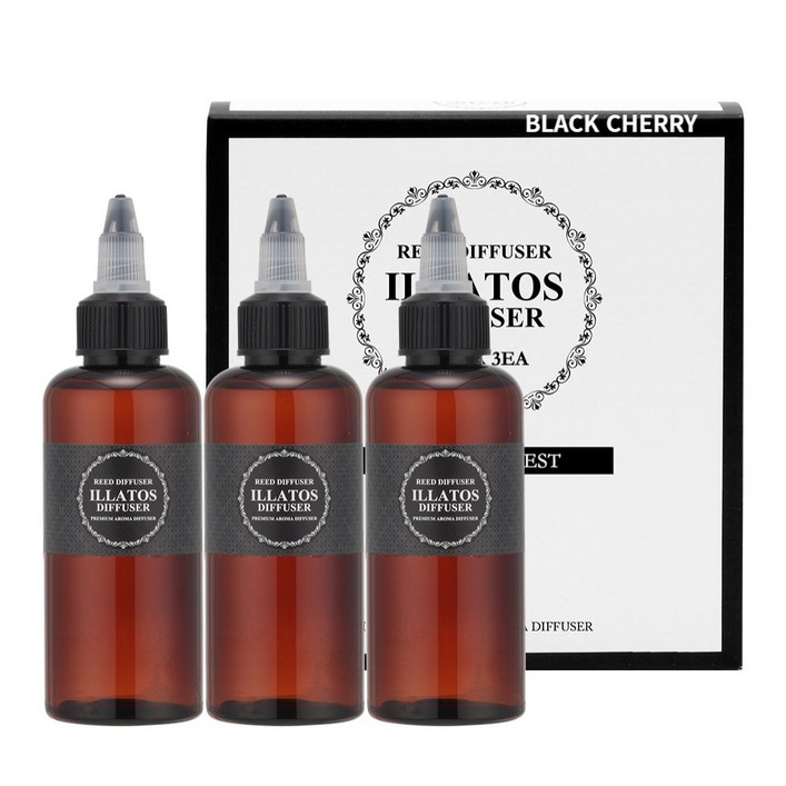 일라토스 고농축 오래가는 차량용 디퓨저 리필액, 3개, 블랙체리