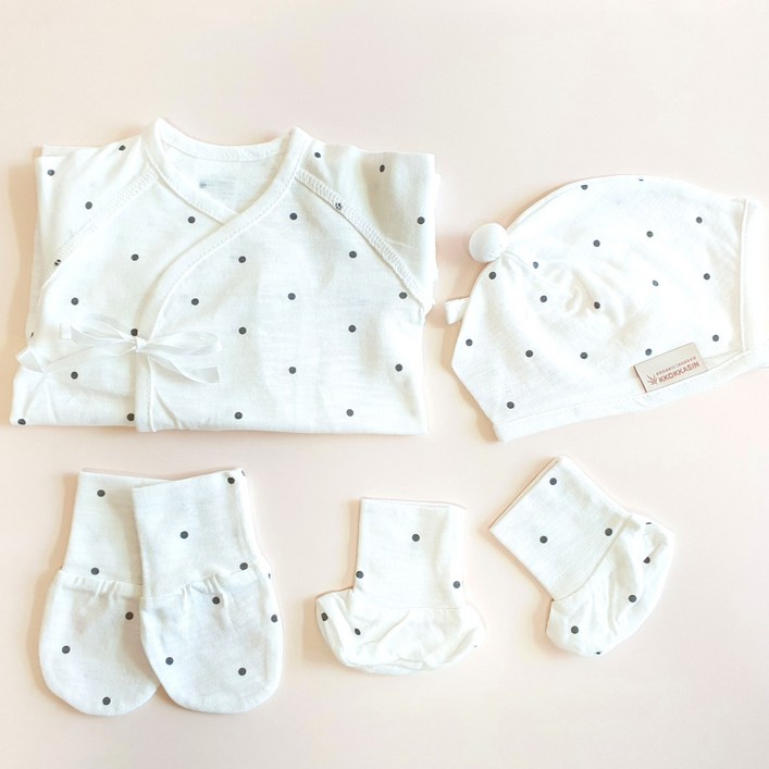 트리베어 신생아 오가닉 4종 세트 배냇저고리 보넷 손싸개 발싸개 출산선물
