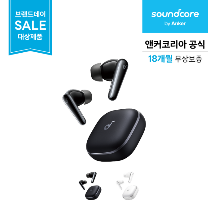 앤커 사운드코어 리버티5 노이즈캔슬링 블루투스이어폰, 블랙, A3957