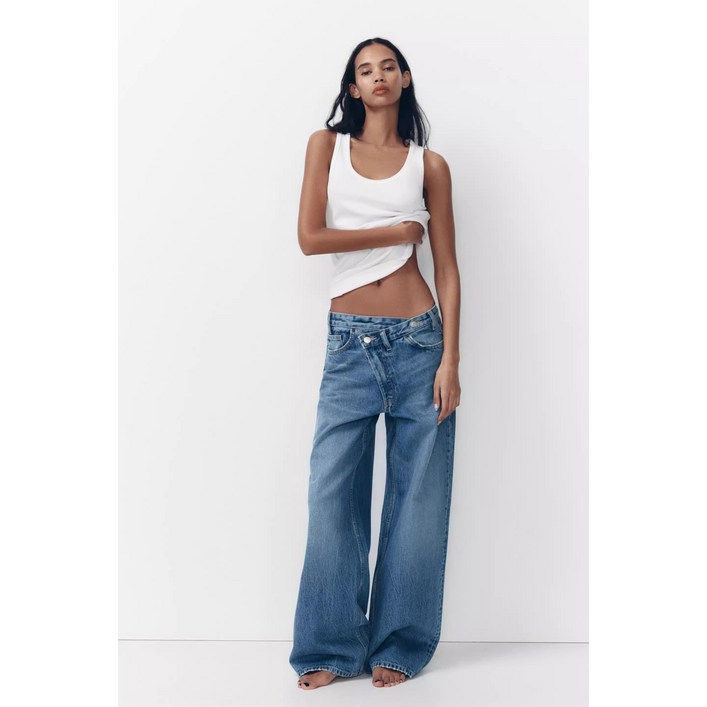 재고할인 자라여름신상 여자데님팬츠 와이드핏 청바지   4365032