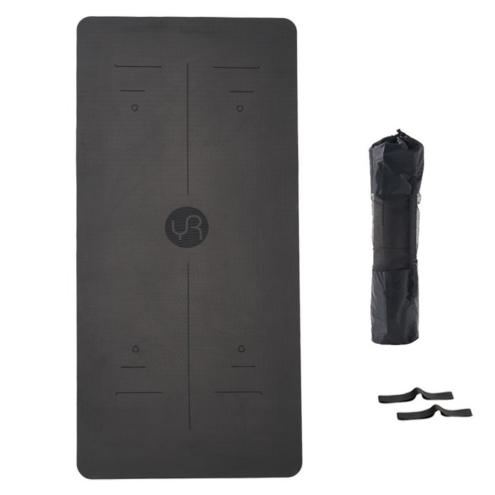 유렌 센터라인 요가매트 미끄럼방지 TPE 90cm 와이드 필라테스 운동매트, 1개, 블랙