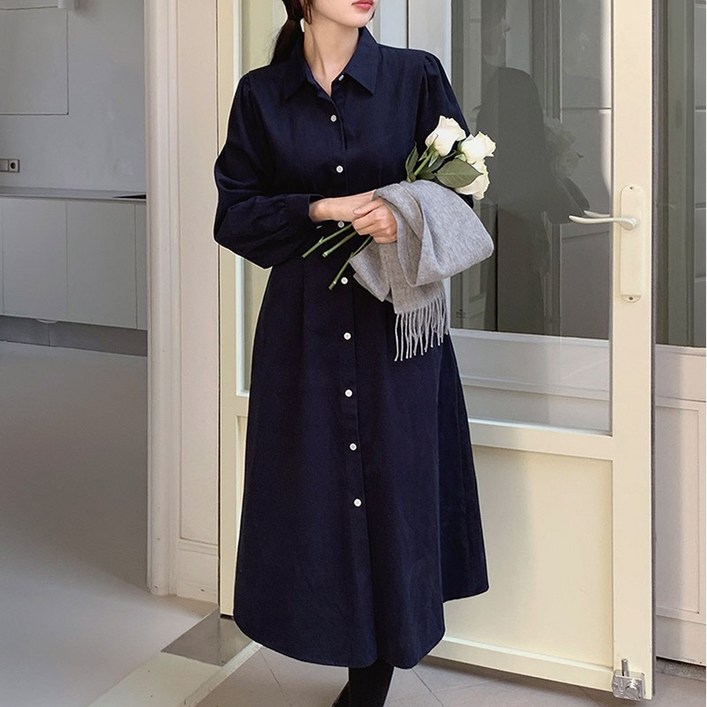 와이와이YY 셔츠 카라 롱 원피스