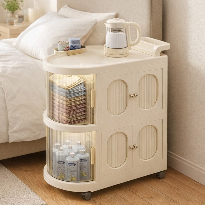 간편설치 이동식 플라스틱서랍장 다용도수납장 접이식 대용량 수납장 양문형 폴딩 거실수납장