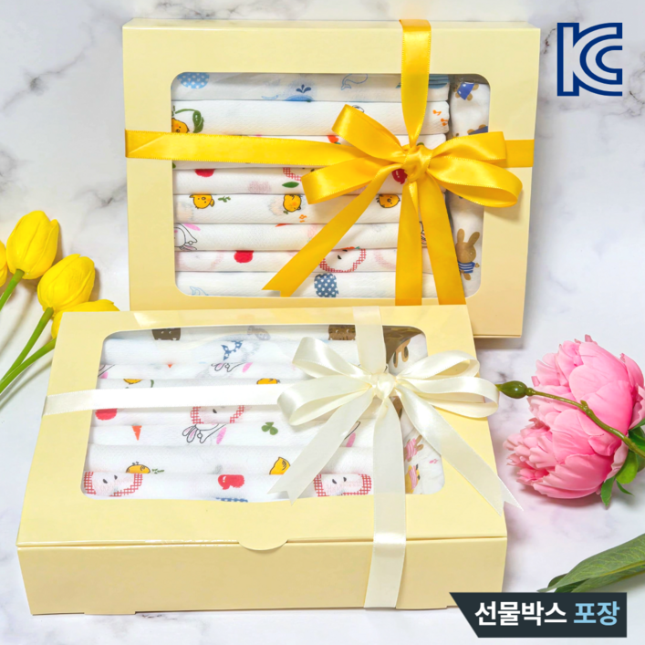 KC인증 에이린즈 국내산 순면100 가제손수건 선물세트 포장 임신출산선물 백일 돌 명절선물