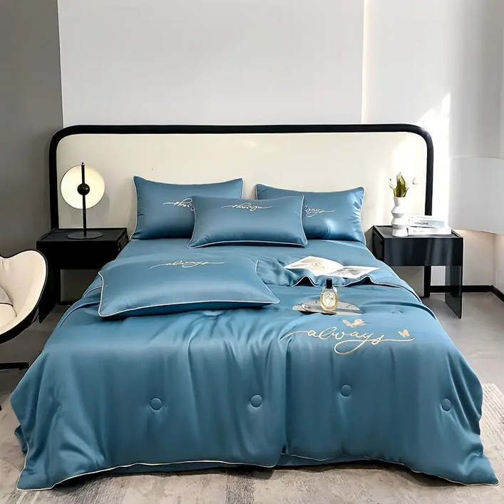 봄 여름 가을 사계절 이불 력셔리 소프트 호텔 수준 실크 이불 1개