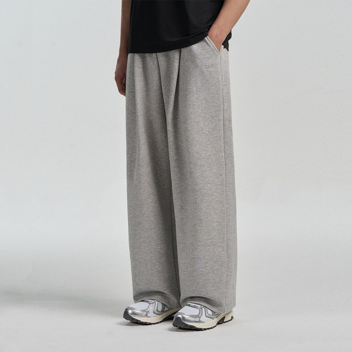 아테즈 남녀공용 에센셜 무지 원턱 와이드 스웨트 바지 팬츠