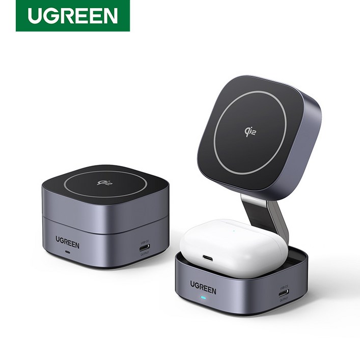 UGREEN 유그린 MagFlow Qi2 2in1 25W 마그네틱 접이식 무선충전 스댄드 아이폰16 15 14 13 12 에어팟3 2 Pro등과 호환된 무선충전기, KC35316, 1개 UGREEN 유그린 MagFlow Qi2 2in1 25W 마그네틱 접이식 무선충전 스댄드 아이폰16 15 14 13 12 에어팟3 2 Pro등과 호환된 무선충전기, KC35316, 1개