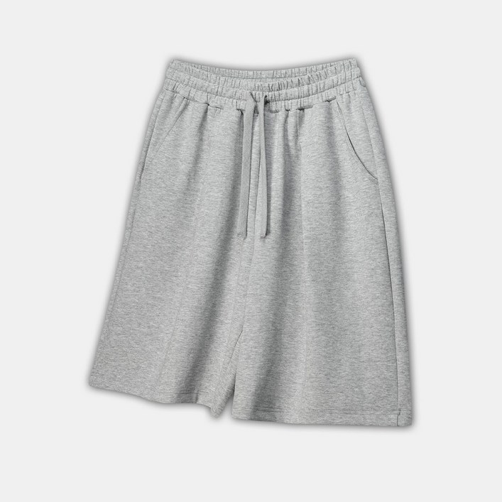 아테즈 남녀공용 에센셜 무지 원턱 와이드 버뮤다 스웨트 쇼츠 팬츠 트레이닝 반바지