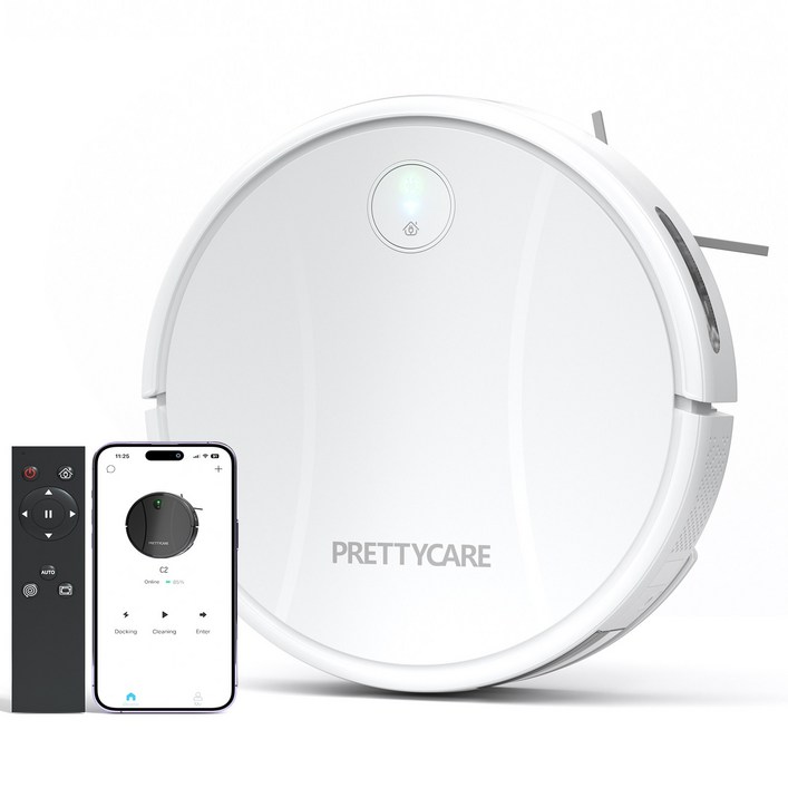 PrettyCare 스마트 물걸레 로봇청소기 C2 흰색, C2