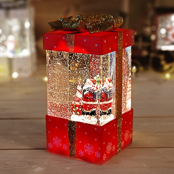 파티팡 LED 크리스마스 워터볼, 선물상자 [산타클로스], 1개