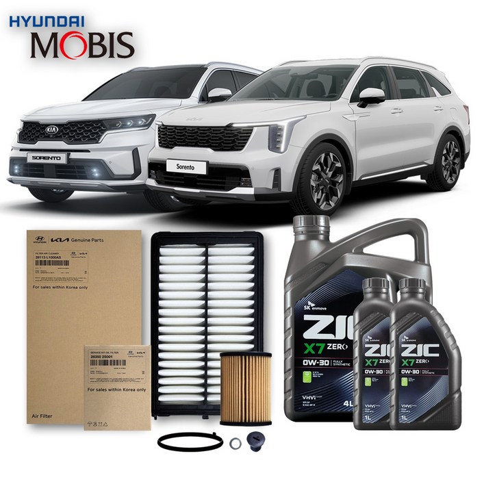 쏘렌토 MQ4 가솔린(휘발유) 2.5 터보(20-23년식) 순정필터+지크합성유 6L, 1개