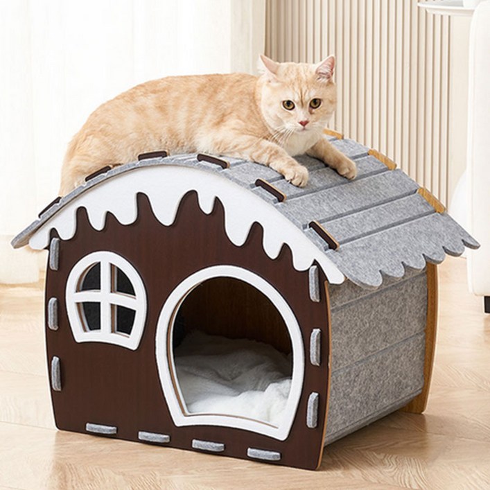 메일켓 다기능 펠트 고양이 스노우 하우스 양면사용 캣 숨숨집