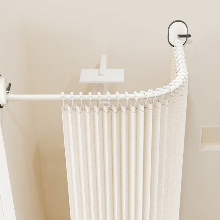 무타공 탈부착 욕실 ㄱ자 코너 샤워커튼 커튼봉 커텐봉 압축봉 90130cm, 컨트화이트, 1개