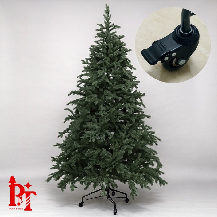 파티앤트리 대형 초대형 고급 PE 100 업소용 크리스마스 트리 무장식 전나무 이동식 바퀴 카페 호텔 2.1M 2.4M 3.0M