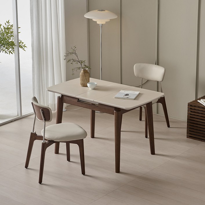 오크빌 지헨 확장형 세라믹 원목 식탁 테이블 2인 4인 950 1200