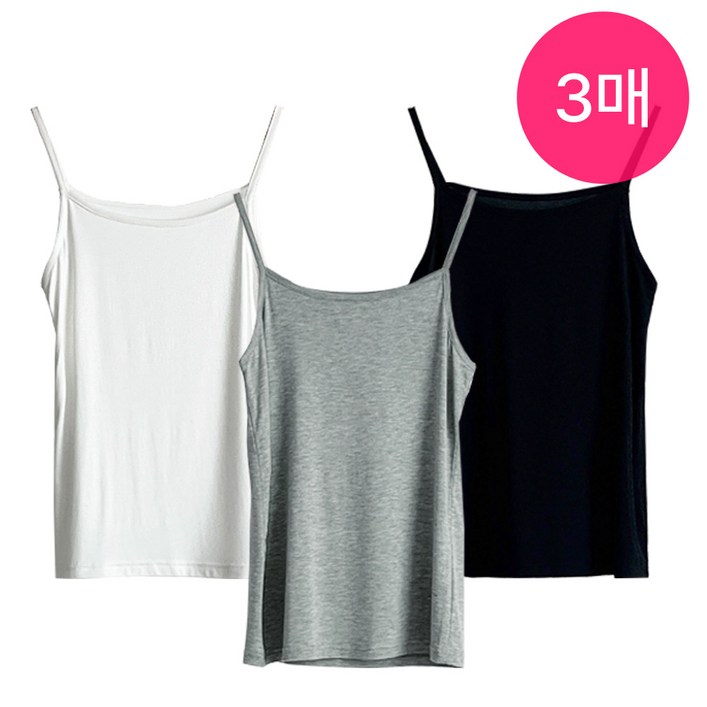 [3매세트/리얼빅사이즈~130] 여성 소프트 끈나시 레이온95% 스판 민소매 이너웨어 홈웨어 나시티