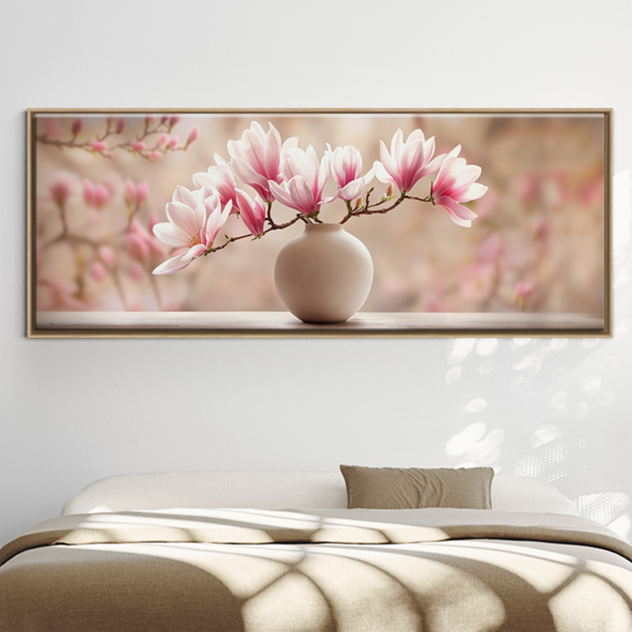 [인메이블] 복들어오는 꽃 그림 5종 힐링 풍수 인테리어 만개 달항아리 와이드 캔버스 액자