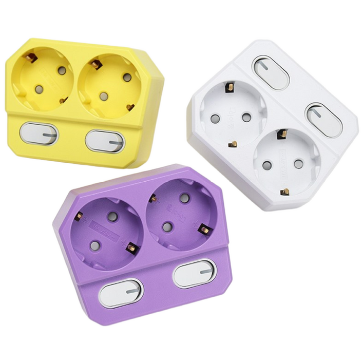 아이정 더좋은 회전형 개별 스위치 2구 멀티탭 콘센트, 1개, 퍼플, 0.1cm