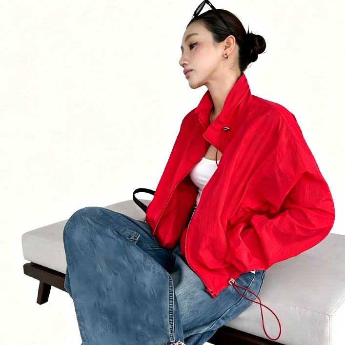 카디르 여성 루즈핏 자켓 여름 경량 바람막이 UV차단
