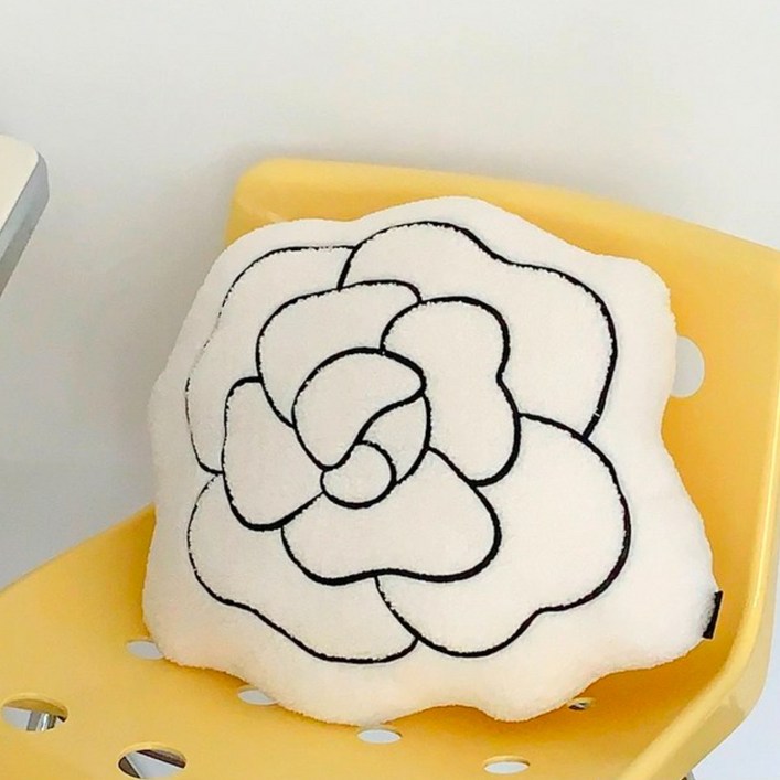 빅무드 동백꽃 인테리어 소파쿠션 방석, 01화이트