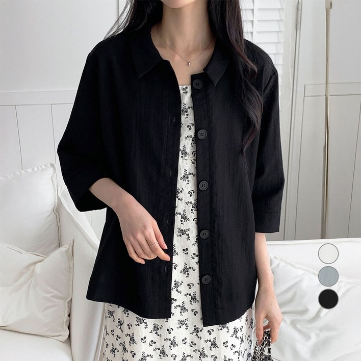 아피나르 여성용 7부 슬리브 쿨터치 셔켓