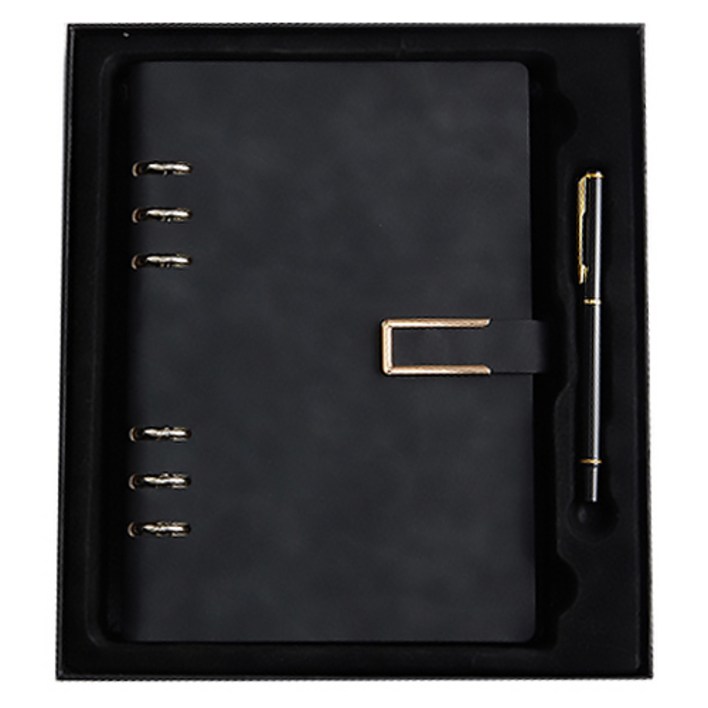 블랙스완 비즈니스 루스 노트 선물세트, 사각버튼 블랙, 1세트