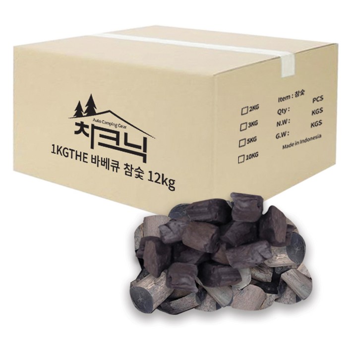 차크닉 1KGTHE 캠핑용 바비큐 참숯, 12kg, 1개