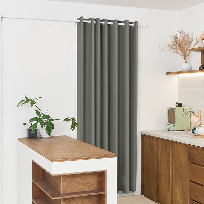 까사마루 중문 아일렛 암막커튼  초강력 압축봉 세트