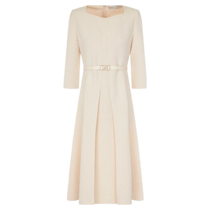 라인어디션 여성용 하트넥 로고 벨티드 원피스