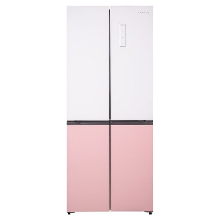 쿠잉전자 글램 글라스 대용량 418L 양문형 4도어 냉장고 방문설치, MD405GWP