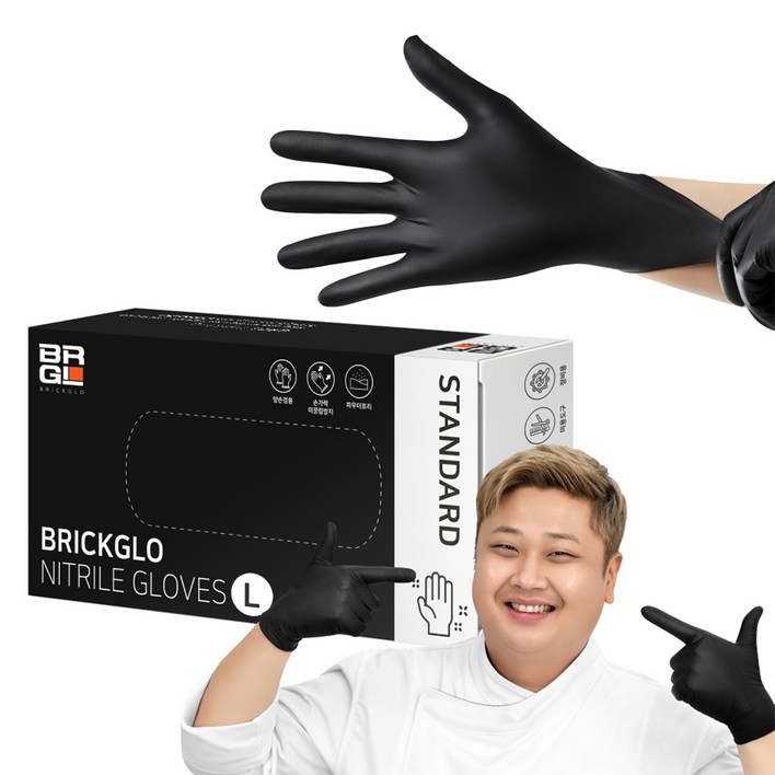 브릭글로 스탠다드 니트릴장갑 100p, 블랙, 대L, 1개