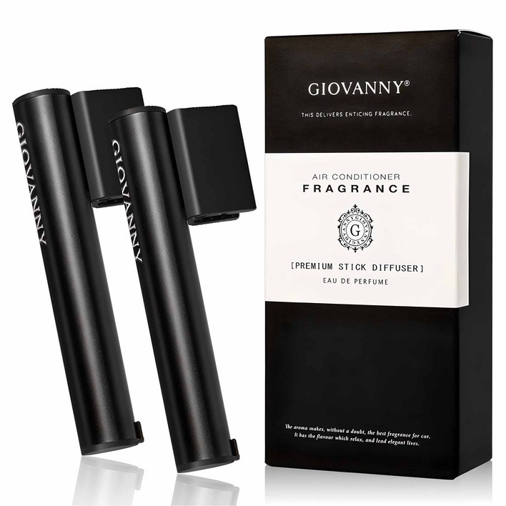 GIOVANNY 파워스틱 차량용 디퓨저 케이스 2p 리필 4p 1세트, 매트 블랙 화이트머스크 , 1세트