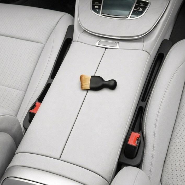 대한 차량 틈새 사이드 포켓 자동차 수납 쿠션 좌우, 청소용 미니브러쉬