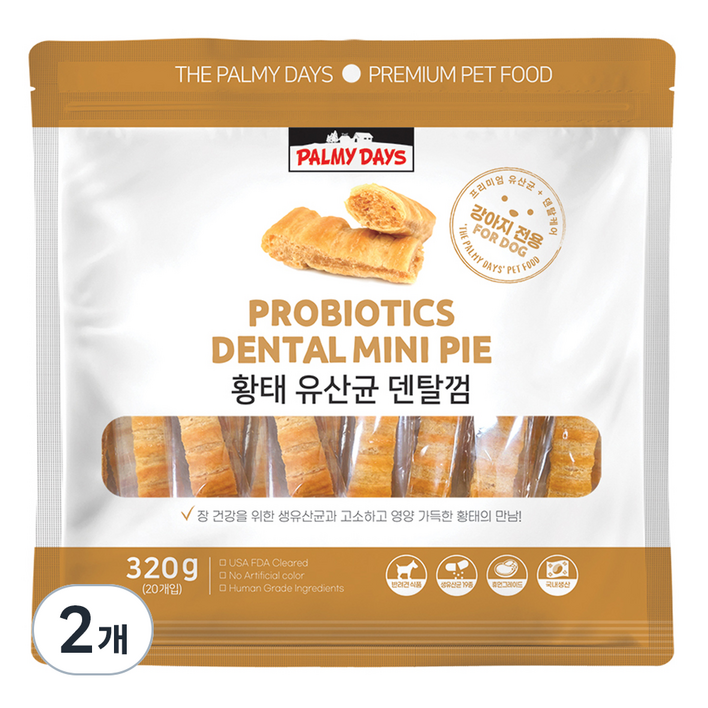 파미데이즈 강아지 유산균 덴탈껌, 황태맛, 320g, 2개 파미데이즈 강아지 유산균 덴탈껌, 황태맛, 320g, 2개