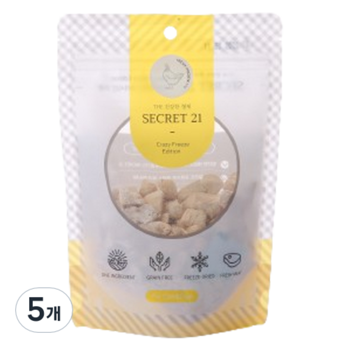 펫프렌즈 시크릿21 스팀동결건조 고양이 간식, 닭가슴살, 60g, 5개