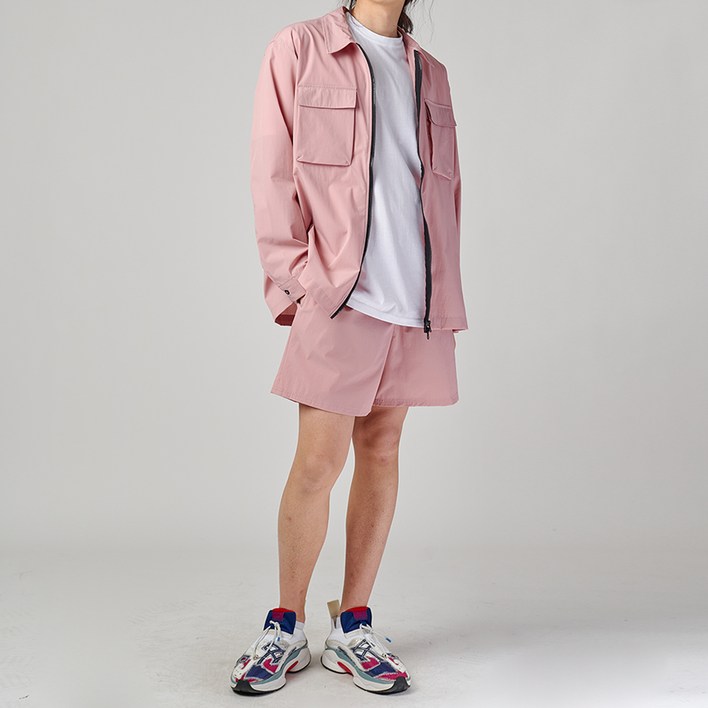 하이후 남성용 스판 투웨이 셔츠 자켓  에센셜 쇼츠 셋업 상하의 세트 HE3005