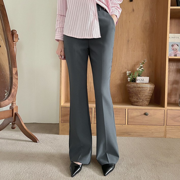 플랜데이 여성용 숏/미디움/롱 기장 투니 슬림 부츠컷 슬랙스